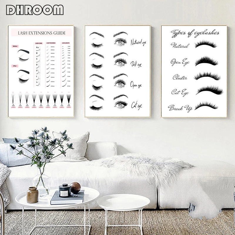 

Modern Fashion Canvas Painting Lash Extensions Technician Guide Poster and Prints Makeup Wall Art Picture Salon Decor Girls Gift
