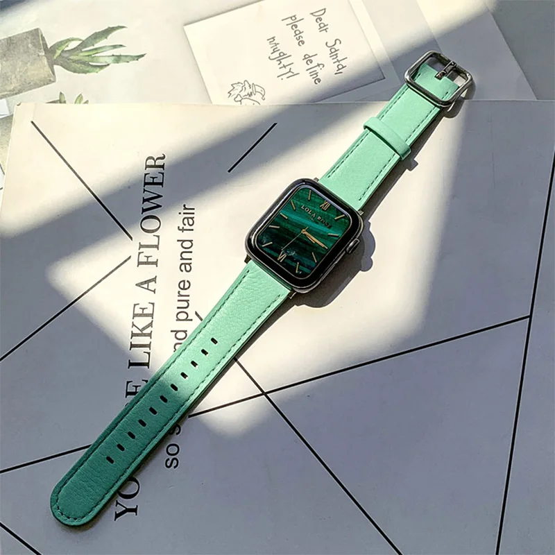 Ремешок из натуральной коровьей кожи для Apple Watch iWatch 6 5 4 3 2 SE мягкий сменный