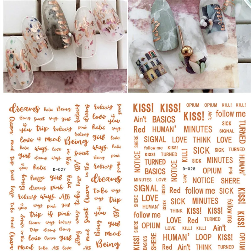 1 лист 3D клейкие наклейки сделай сам слайдер для маникюра Типсы дизайна ногтей