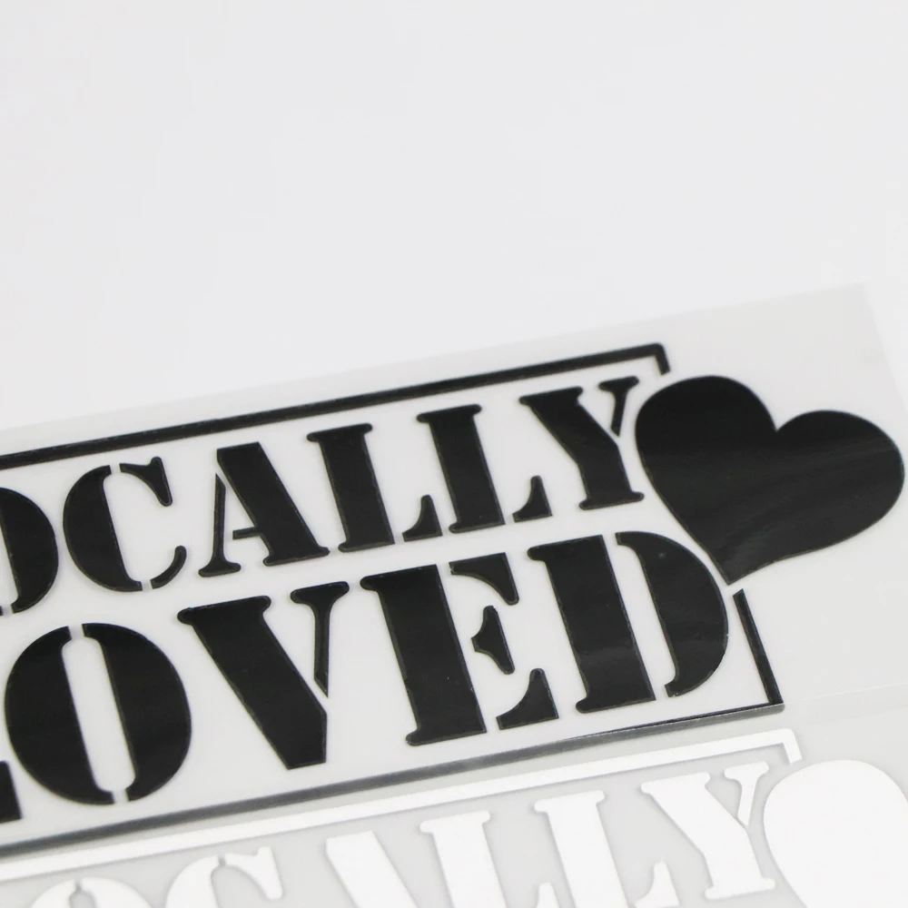 

YJZT 15.36.1CM LOCALLY LOVED Car Sticker Cartoon Heart Pattern Vinyl Decal Black/Silver 4C-0305