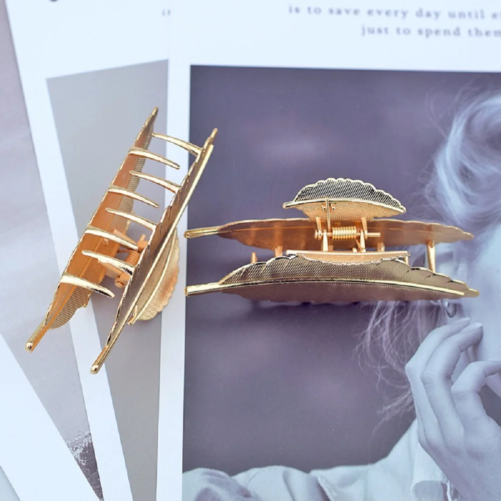 Заколки для волос в форме листьев Женские аксессуары металлическая заколка-краб