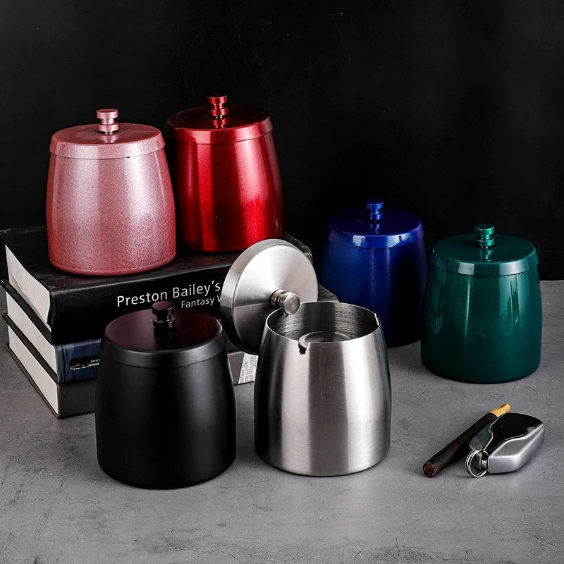 

Simple Stainless Steel Ashtray Golden Ashtrays Ash Storage Container Office Desktop Decoration Ornaments Modern Home Decoration