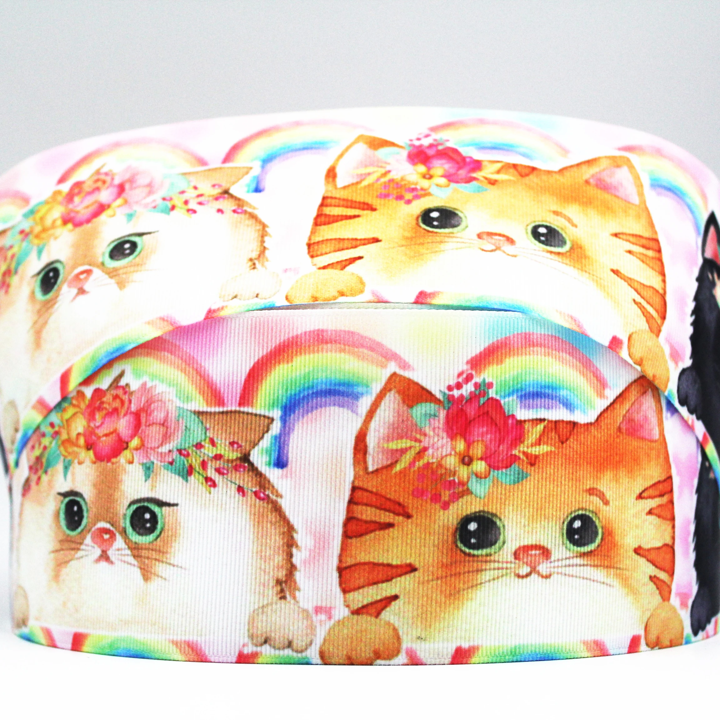

Ordinary Quality Cute Cat Pattern Print Ribbon Groagrain Wedding Party Decoration Ribbon Printed Brithday Gift25MM 75MM