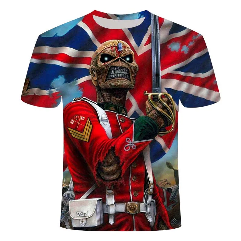 

Skull 3D printing summer fashion trend men's summer short-sleeved round neck T-shirt top