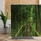 3DTropical фоны с тропическим лесом и душ Шторы леса коридор водопад замок цветы Водонепроницаемый Ванная комната Экран полиэфирной ткани