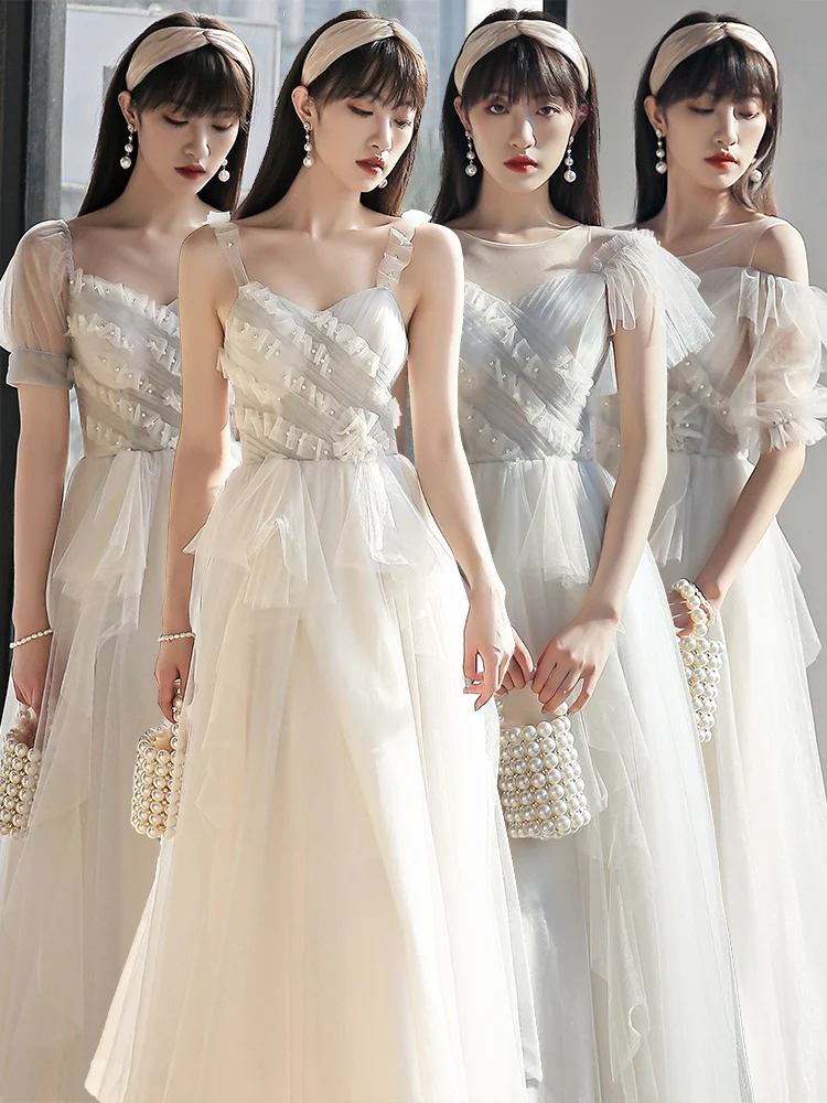 Модные платья подружки невесты на тонких бретельках с V-образным вырезом