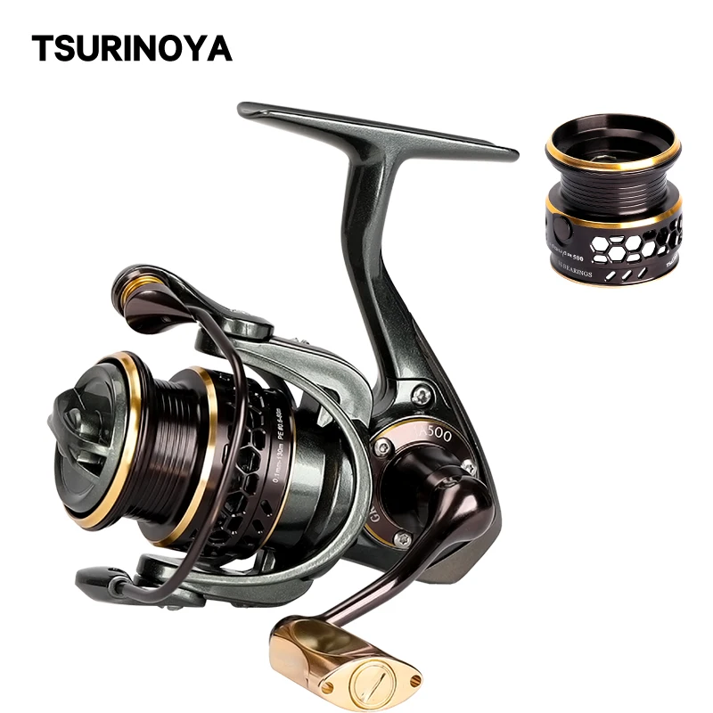 

TSURINOYA Spinning Reel JAGUAR 500 Two Metal Spools 10BB/5.2:1/4kg Drag Lure Fishing Reel Moulinet Peche Carretilhas De Pescaria