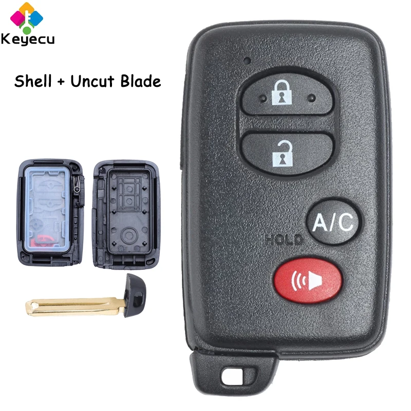 

KEYECU Smart Remote Car Key Shell Case With 4 Buttons Uncuy Blade - FOB for Toyota Prius 2010 2011 2012 2013 2014 2015 HYQ14ACX