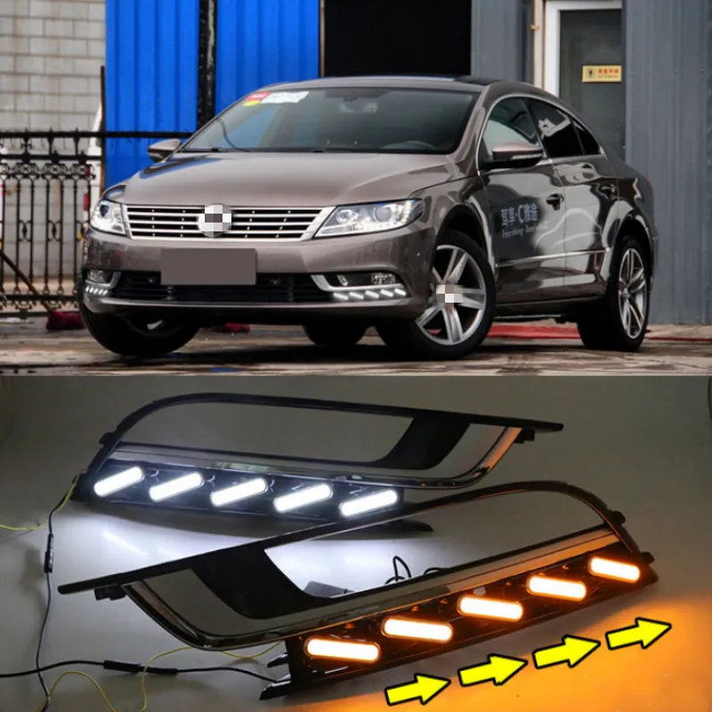 1 пара для VW PASSAT CC 2014 2018 12V светодиодный авто DRL Дневной Бег Противотуманные фары с