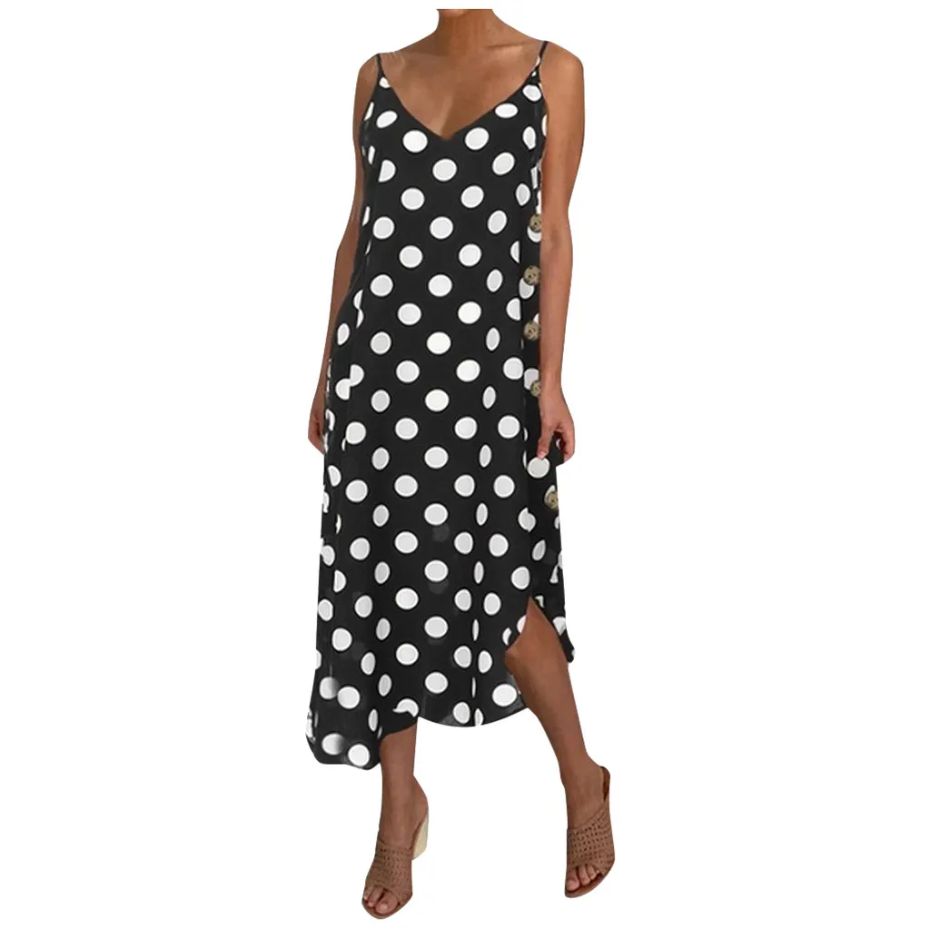 Jaycosin Women's Dress Summer Sexy Low Cut Dot Print Irregular Hem Striped Slim Sundress Elegant Party Prom Dresses 527 | Женская