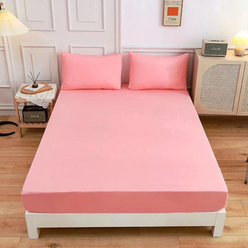 

Polyester bed sheets fabric luxury queen size sheets fit home solid color