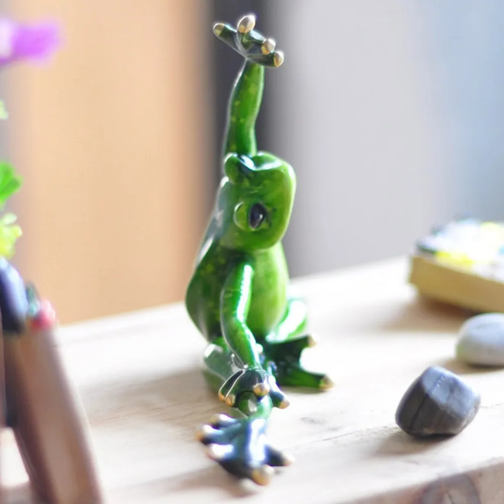 3D Йога лягушки фигурки изделия из смолы настольные украшения игрушки животных Рисунок Статуя творческие подарки
