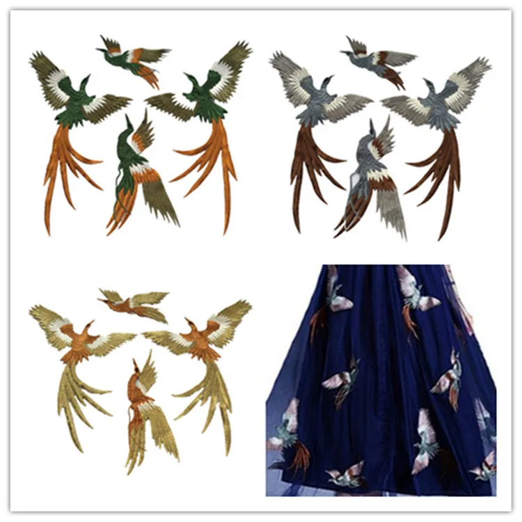 

Bird embroidery combination cloth patch patch applique dress skirt decoration accessories DIY glue-free water-soluble embroidery