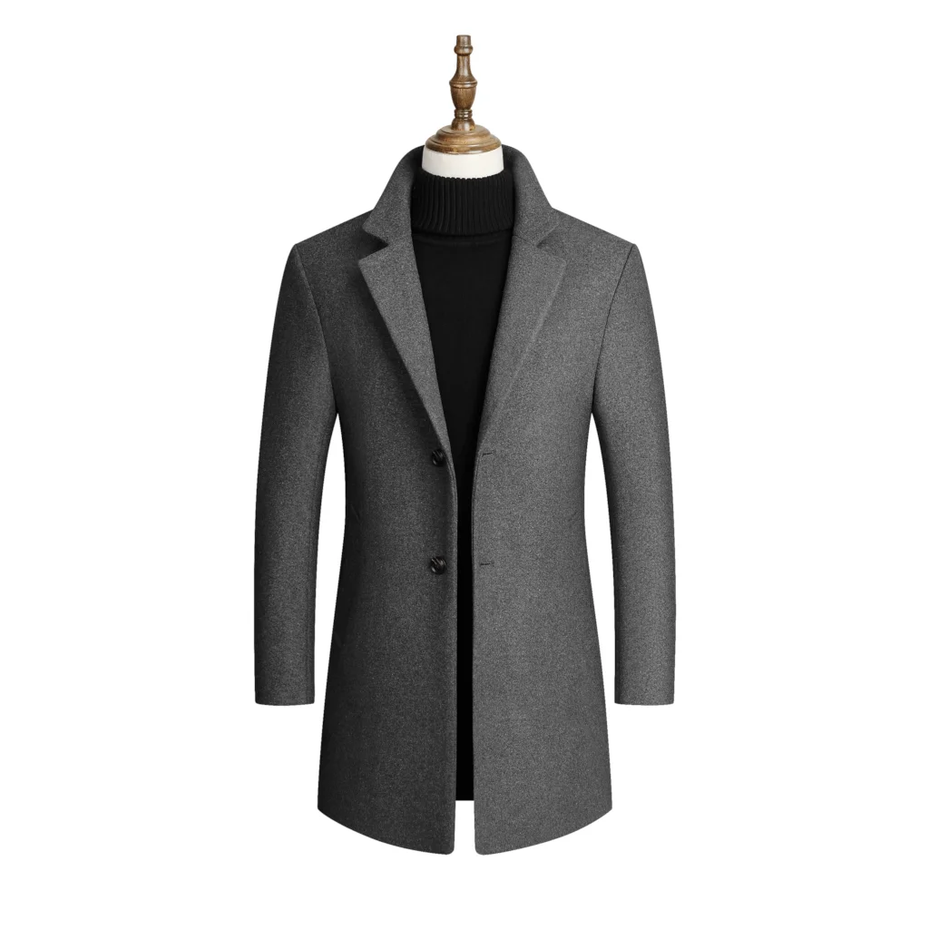 2019 новый мужской зимний теплый Тренч повседневный приталенный однотонный