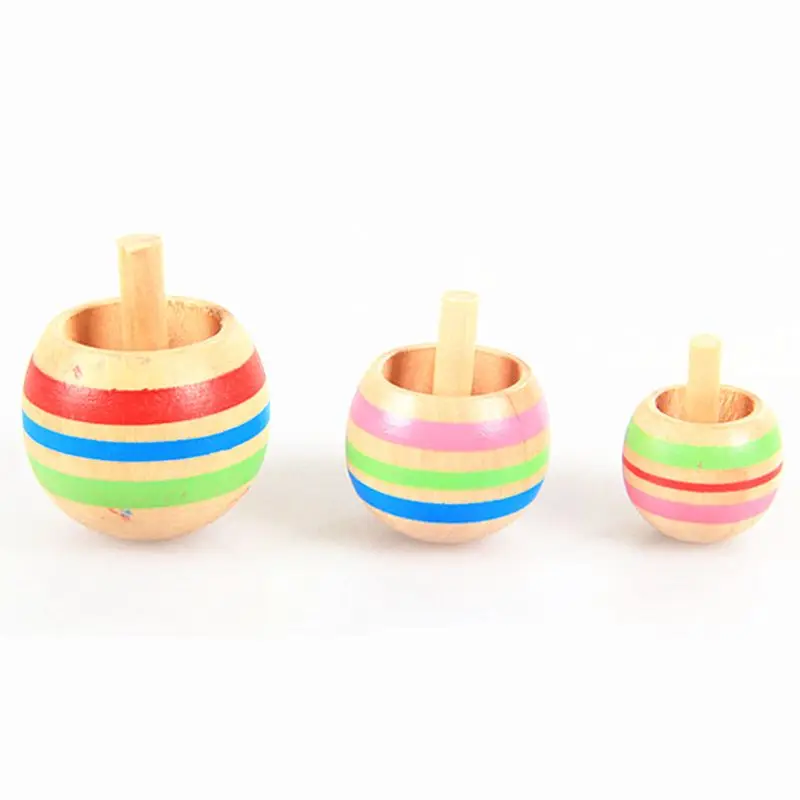 

C5AA 3pcs Wood Flip Over Top Tippie Top Spinnig Top Toy Kids Toys Boys Favor Gift