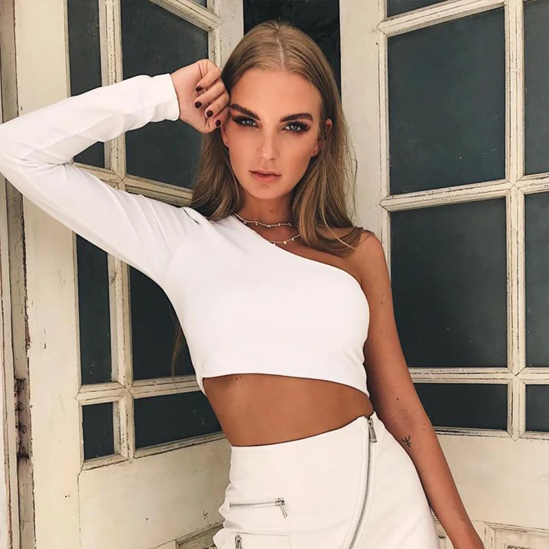 

Yoga Shirts Womens Sports Top Solid One-shoulder Long-sleeved Hollow Sexy Lumbar Shirt Lumbar Workout Gym Crop Tops