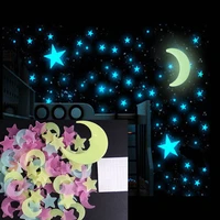3d star and moon energy storage fluorescent glow in the dark luminous on wall stickers kids room living room decal home decor