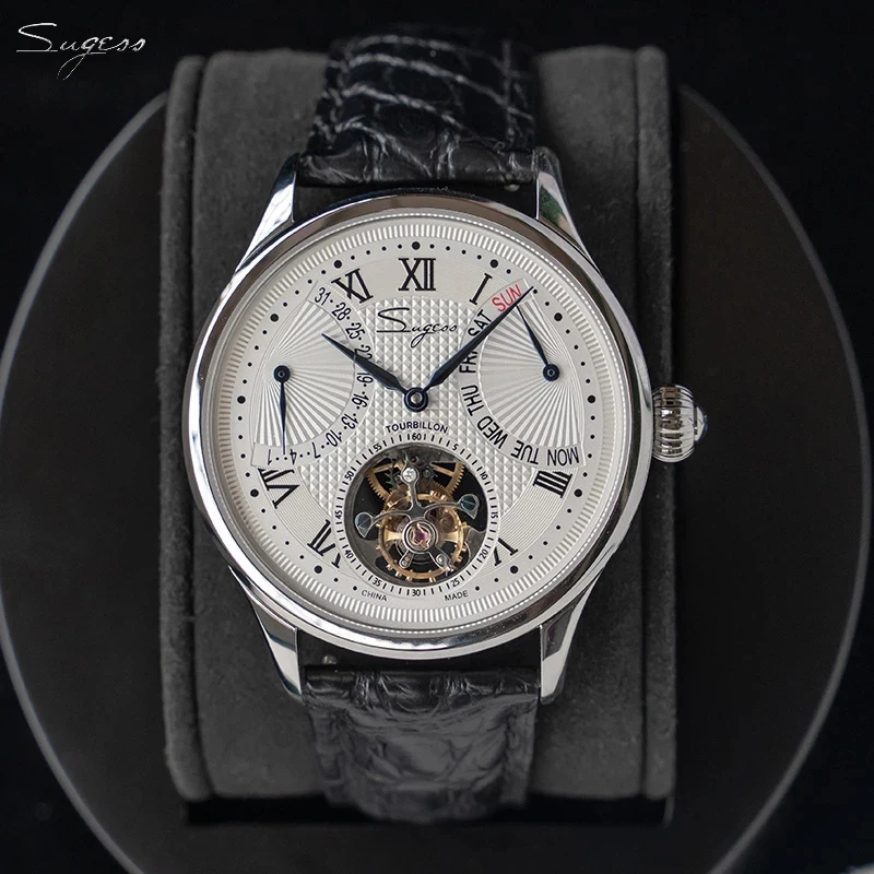 

Sugess Tourbillon Skeleton Mechanical Wrist Watch For Men Luxury Seagull Movement ST8004 Sapphire Watches Mens 2020 Date Week