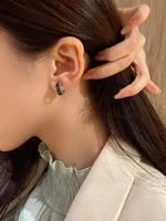 s925 needle fashion jewelry black earrings delicate design metal round high quality crystal grey beads stud earrings for girl