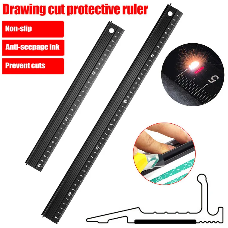 

1 Pcs Aluminum Alloy Straight Ruler Protective Scale Measuring Engineers Drawing Tool GDeals