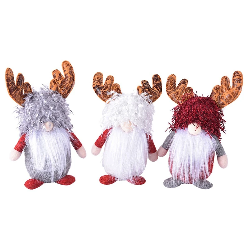 

Рождественская Кукла Rudolph с оленьими рогами, безликая кукла с длинными ногами для пожилых людей, украшение для окон, карликовая кукла