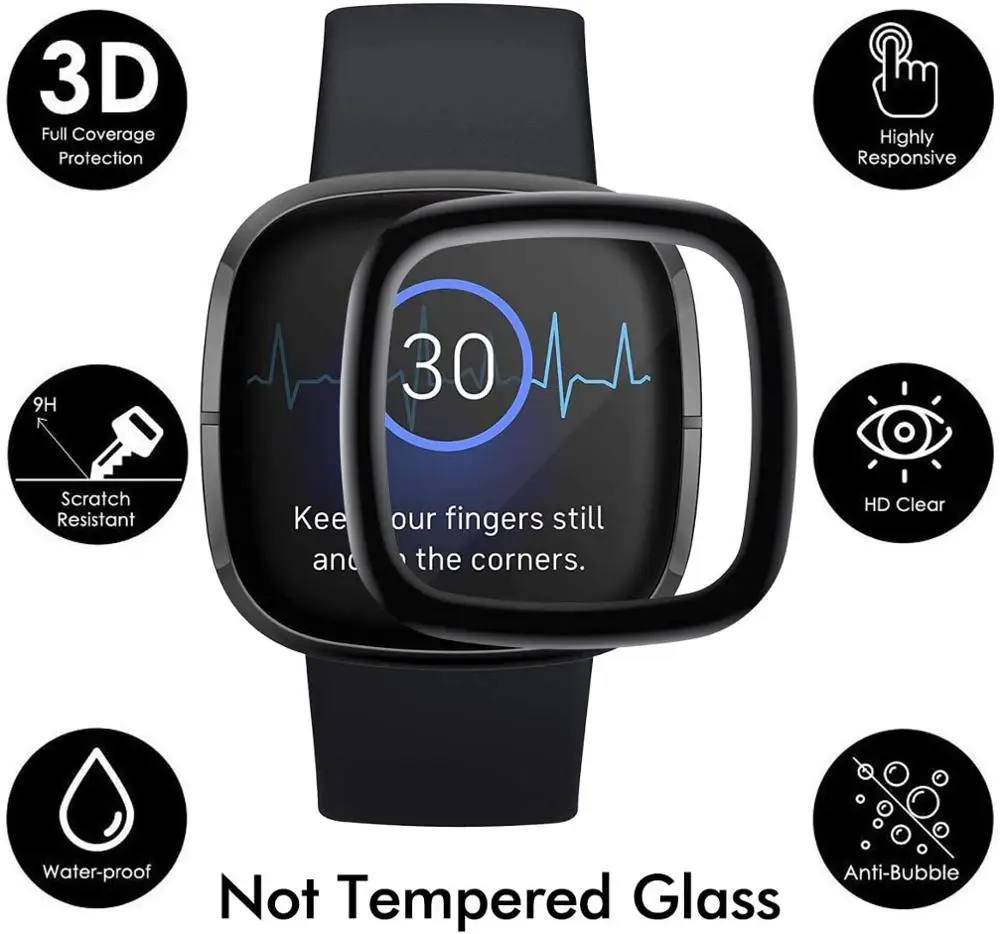 3 шт 3D изогнутый полный защитный экран для Fitbit Sense/Fitbit Versa 2020 Гибкая HD пузырьковая