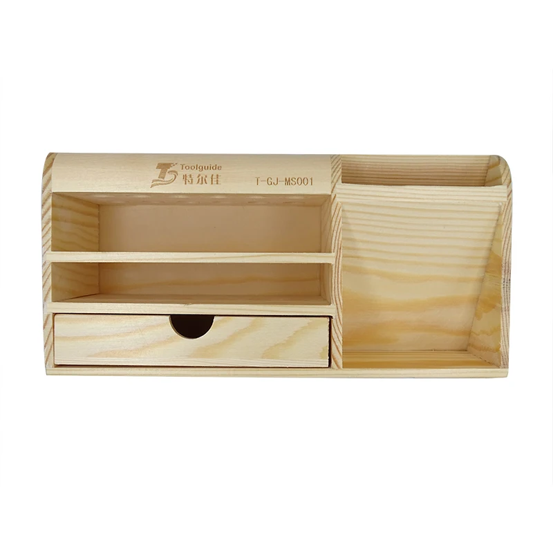 

Wooden multifunctional storage box Mobile service desk storage rack Screwdriver Tweezers holder Tool parts Deposit