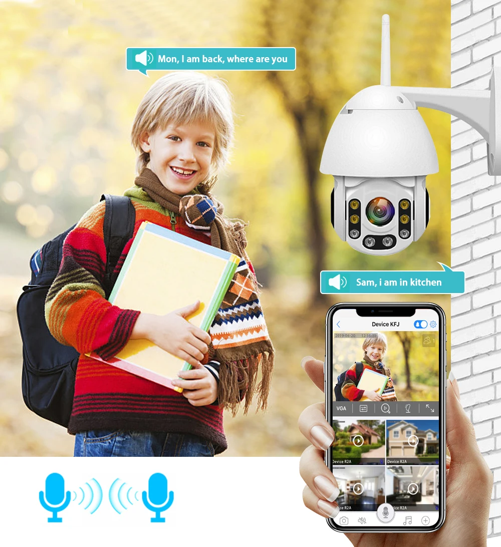 IP камера наружная купольная с датчиком движения и 4 кратным увеличением