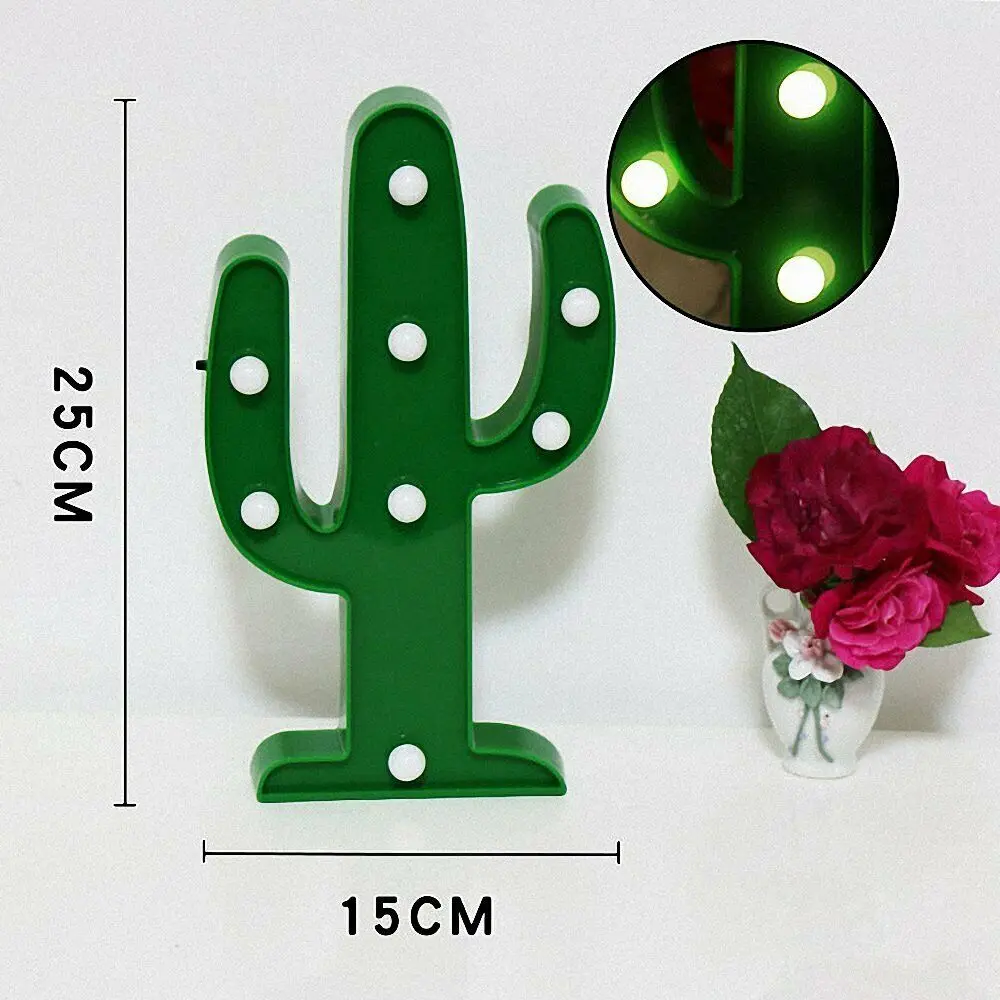 Светодиодный неоновый светильник в форме кактуса с основанием настольная лампа