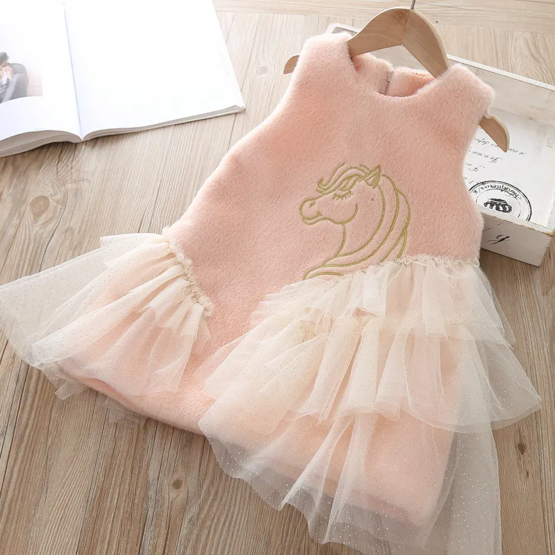 Вышитая жилетка для девочек платье осень-зима 2019 корейский Детский плюшевый