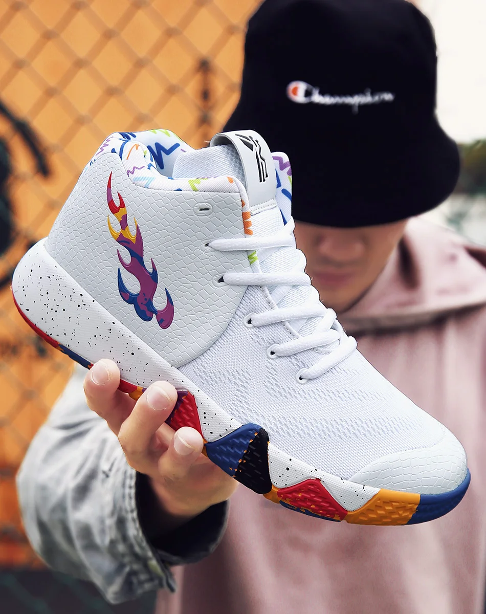 Женская Мужская баскетбольная обувь; zapatillas hombre Deportiva; дышащие мужские Ботильоны; баскетбольные кроссовки; спортивная обувь - Цвет: Белый
