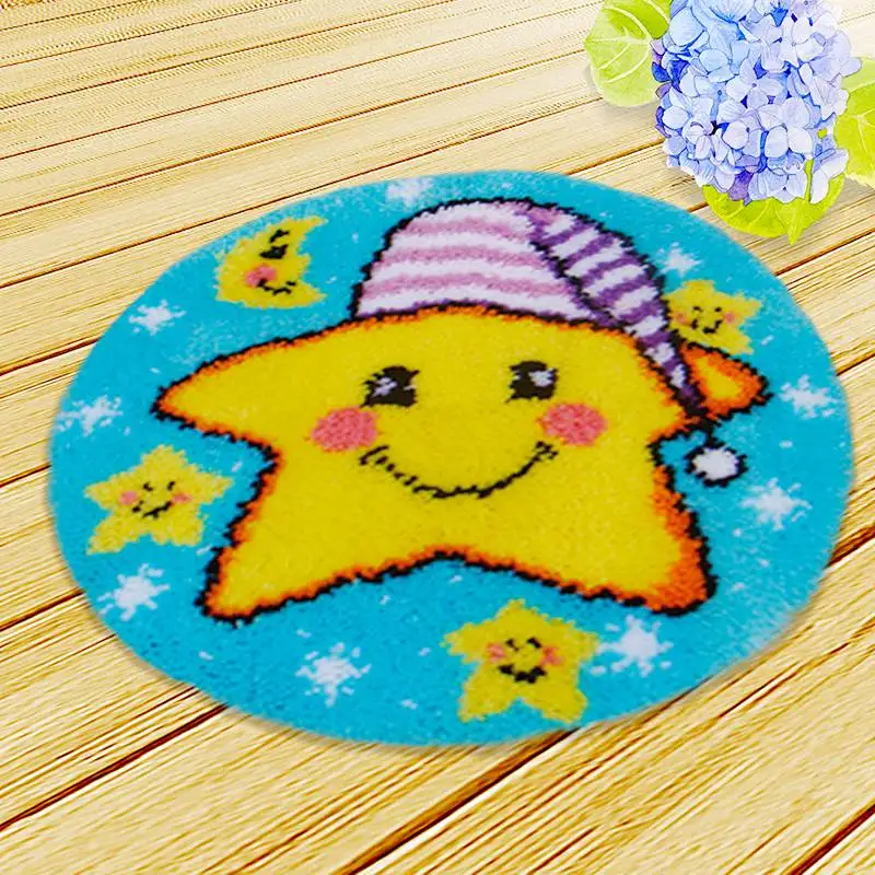 Christmas Embroidery Hook Rug Kit diy DIY Needlework Sets Unfinished Crocheting Yarn Mat Latch Picture Carpet Set F | Дом и сад