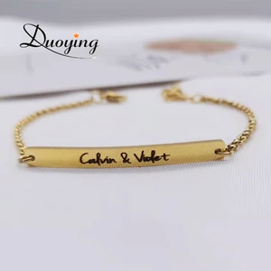 Персонализированный браслет DUOYING для женщин, браслеты с гравировкой на заказ, Золотая цепочка, браслет, подарок на Рождество