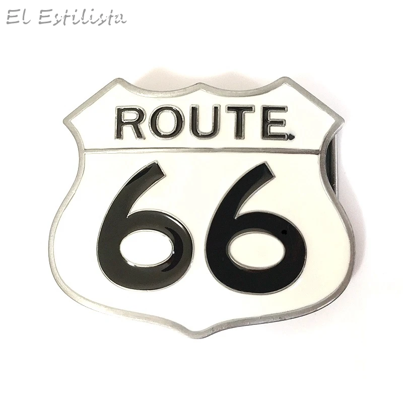 Классическая мужская пряжка для ремня Route 66 белая черная металлическая