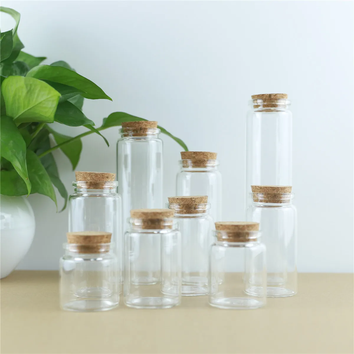 24 шт./лот диаметр 47 мм пробковые стеклянные бутылки банки для специй хранения