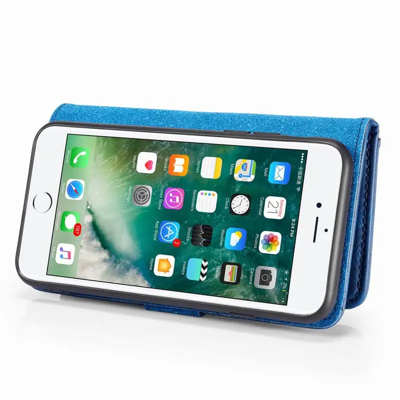 

Luxury Original Leather Case For iPhone 7 8 Plus SE 2020 Case Flip 2 in 1 Wallet Magnetic + PC Hard Back Cover