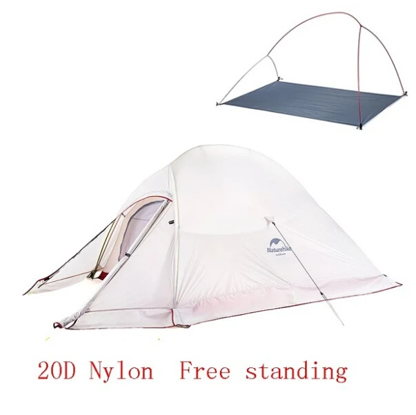 20D Gray with skirt Naturehike Cloud Up 2 Сверхлегкая палатка для походов на открытом воздухе 20D/210T тканевые палатки для кемпинга для 2 человек с бесплатным ковриком NH17T001-T - Цвет: 20D Gray with skirt
