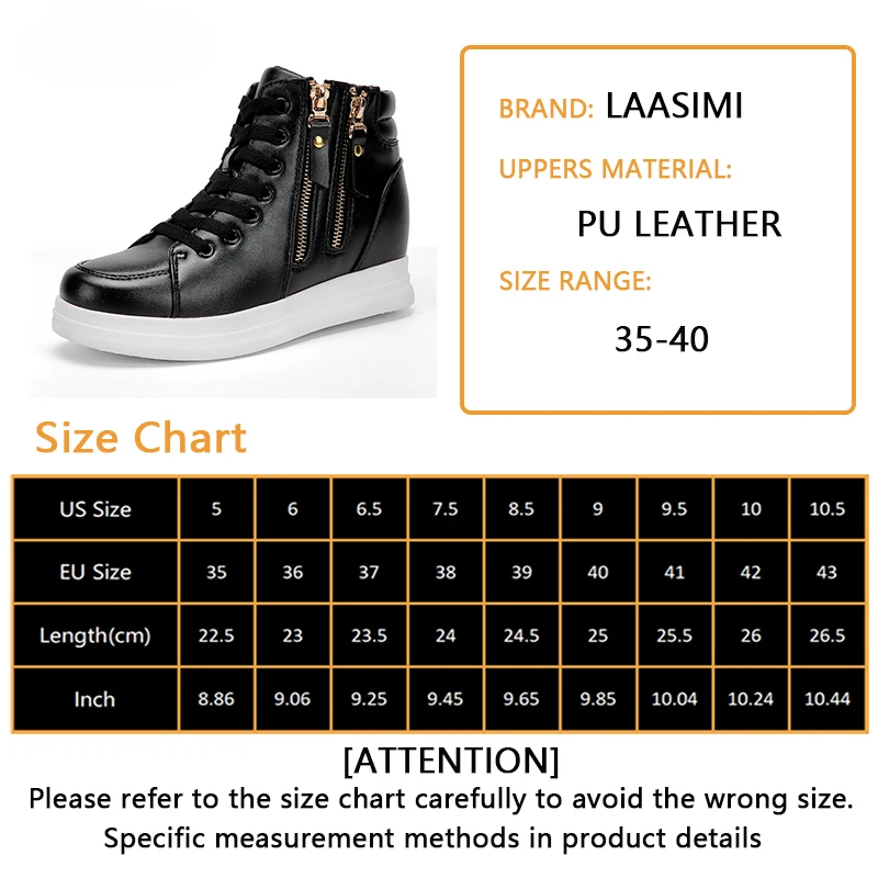 LAASIMI flat platform Shoes Woman Autumn Boot Fashion Increasing Height women Flats Black White Female Sneakers | Обувь