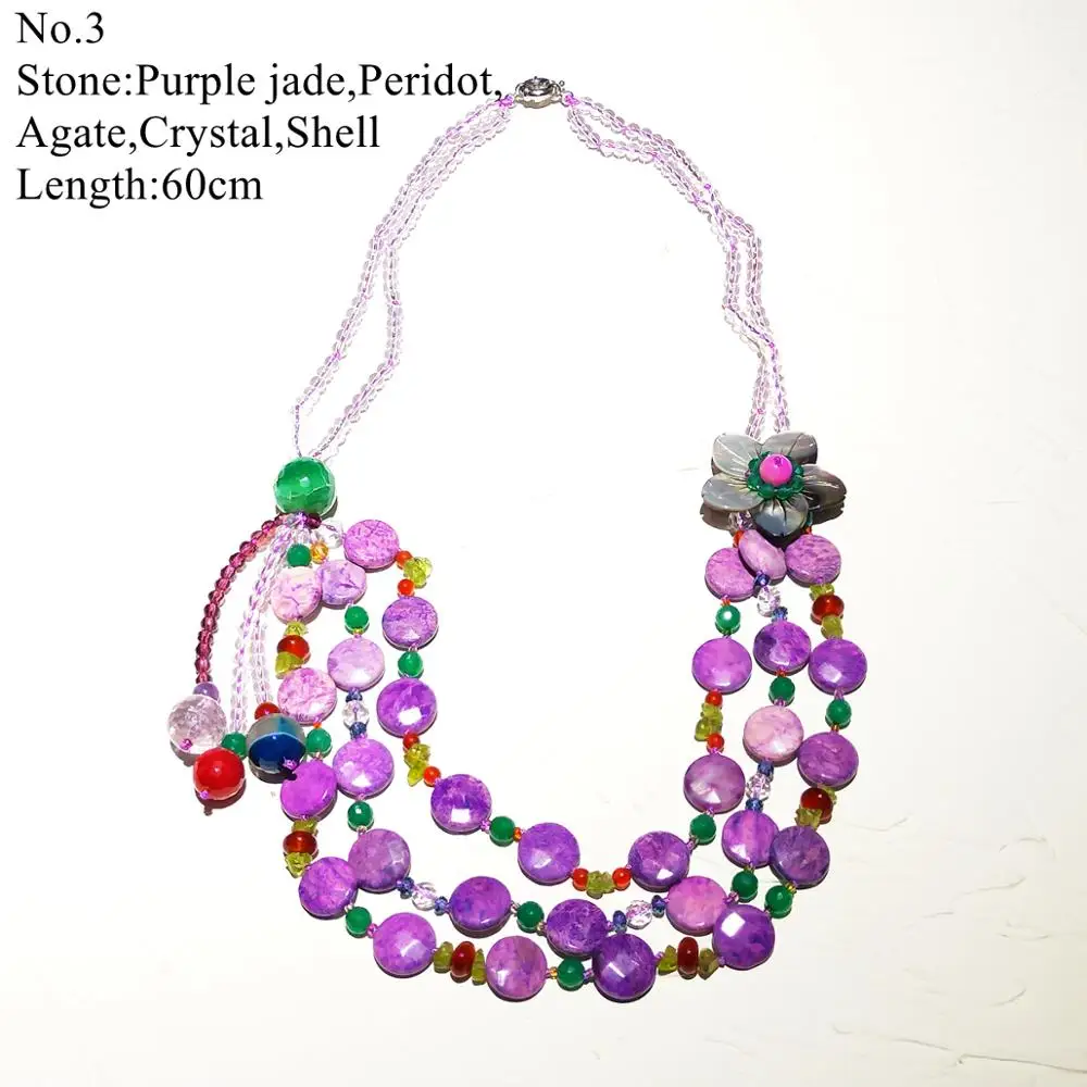 LiiJi уникальное Фиолетовое Женское Ожерелье Charoite jaspers jades Crystal Shell длинное ожерелье