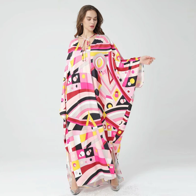 

Maxi Long Dress Fashion Spring New Style Loose Knitted V-Neck Strap Sexy Bohemian Vintage Elegant Women'S Party Print Dresses