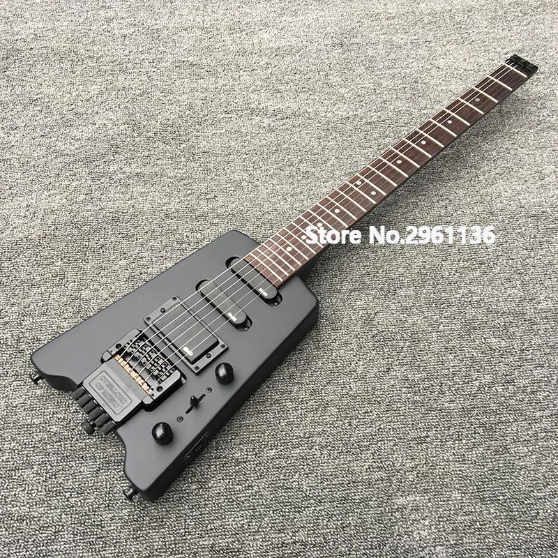 2019 hohe qualität 31 zoll kopflose elektrische gitarre schwarz matt farbe ahorn gitarre kopf und mahagoni körper kostenloser versand free