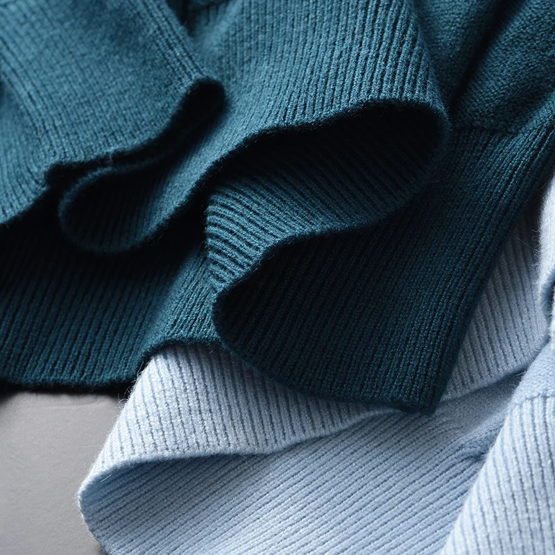 Одноцветный мужской роскошный компьютерный вязаный свитер с воротником под