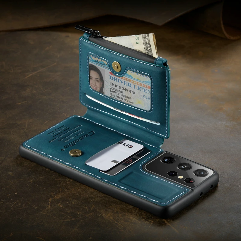 leather phone case for samsung galaxy a52 a51 a71 note 20 10 flip credit card zipper wallet s21 s20 fe s10 plus ultra back cover free global shipping