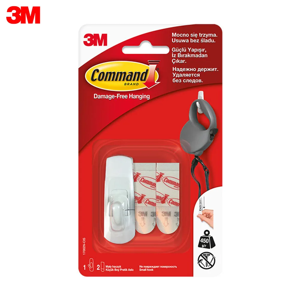 3M Крючок белый Command малый 1 шт 17002N | Дом и сад