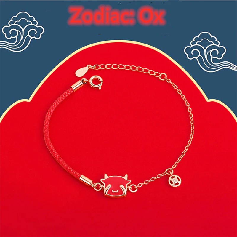 

Sole Memory 2021 Zodiac Year of the Ox Color Changeable Enamel Silver Color Female Resizable Bracelets SBR289