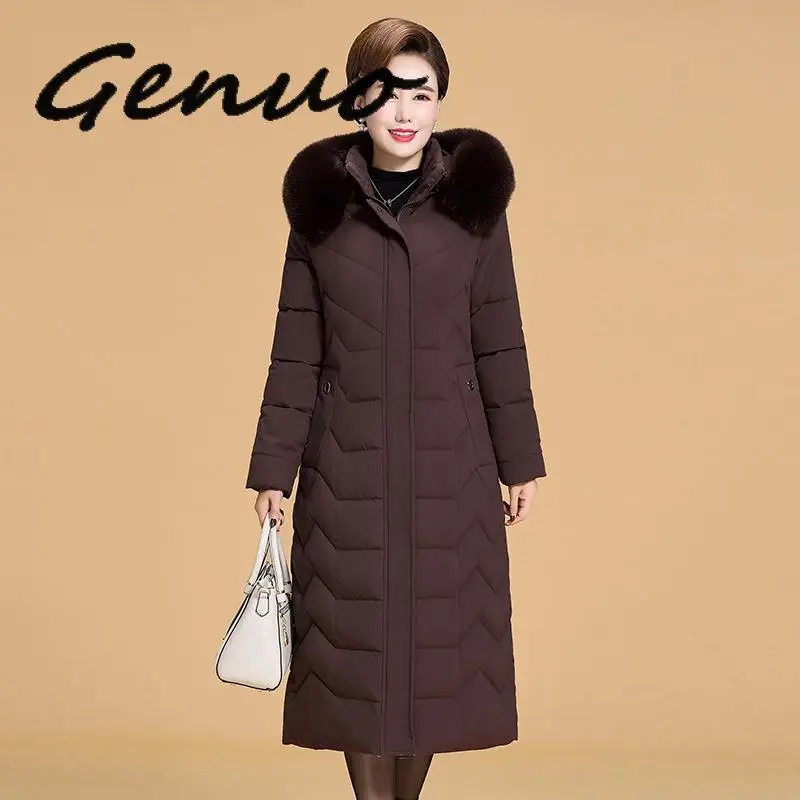 2019 Warm Winter Jacket Women Plus Size 5XL 6XL Womens Long Parkas Hooded Fur Collar Slim Women's Down Cotton Coat | Женская одежда