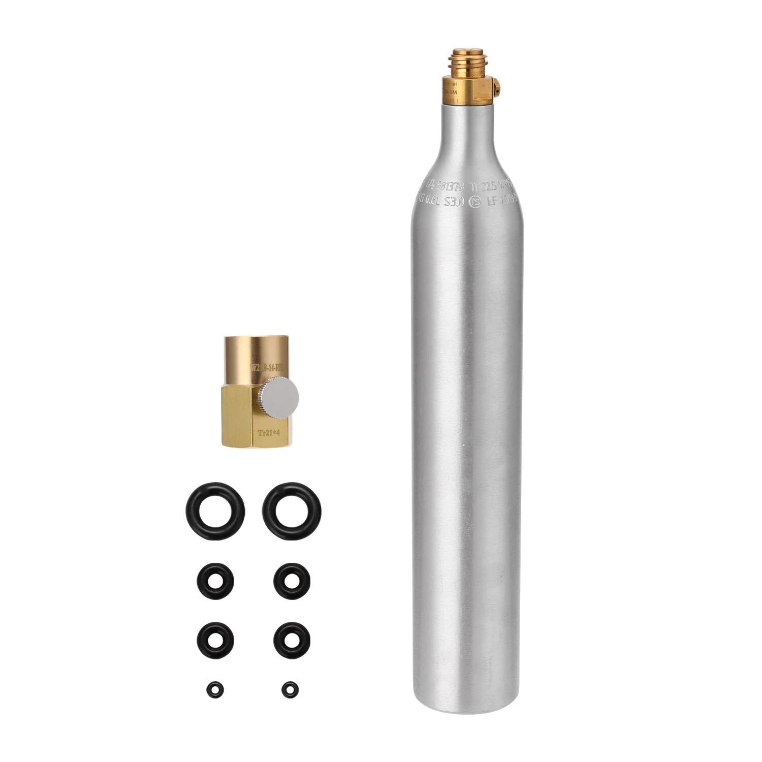 Sodawater 0.6L цилиндр бутылки с высоким сжатым флаконом заправкой Сода адаптер W21.8