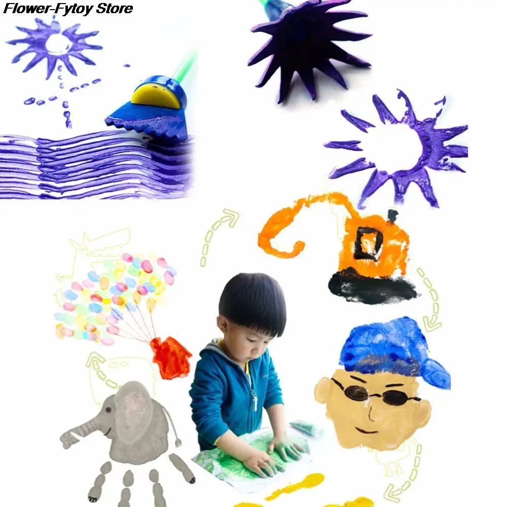 4 шт. вращающаяся губка для рисования Детская кисть детский цветок граффити