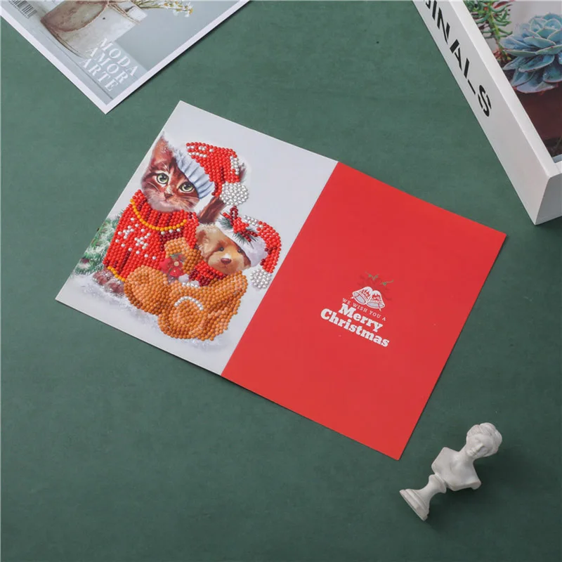 

5d Diamond Painting Christmas Cards Diamond Embroidery Birthday Paper DIY Greeting Postcards Cartoon Craft Kids Gift
