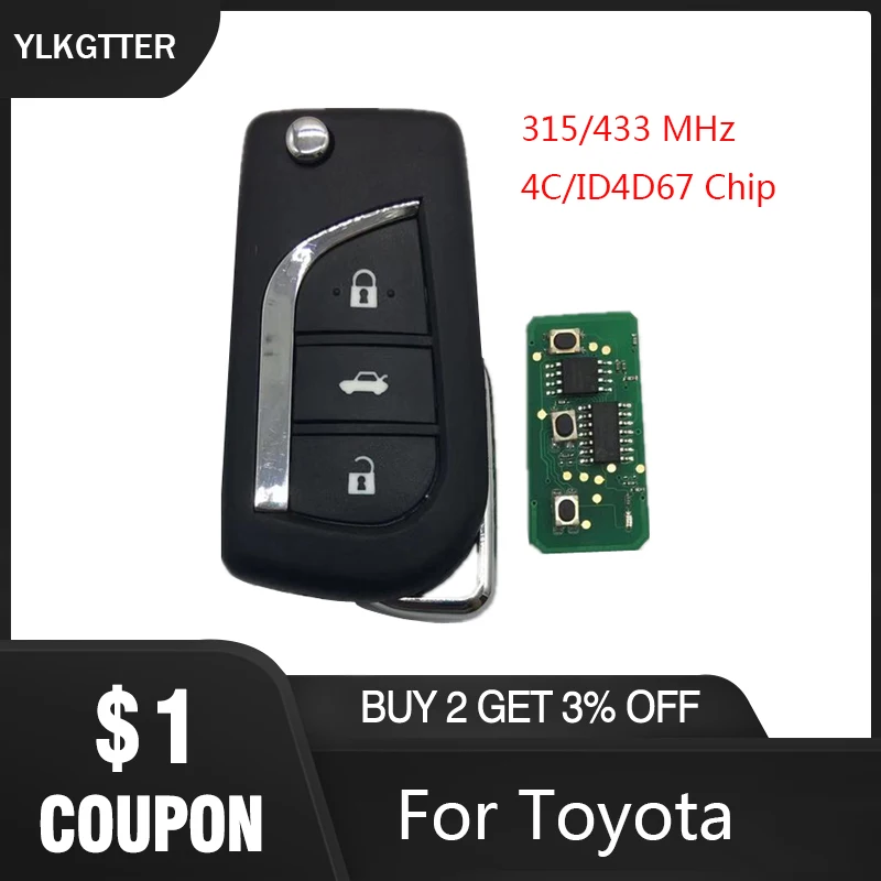 YLKGTTER 3 кнопочный откидной умный дистанционный ключ для Toyota Aygo Corolla Yaris Camry Verso с